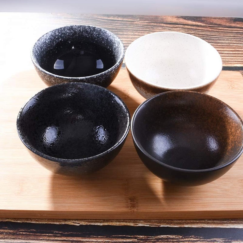 Cerficer Japanese Style Rice Bowl Set of 4 Creative Ceramic Sushi Bowls for Sauce Salad Noodle Soup - Image 3