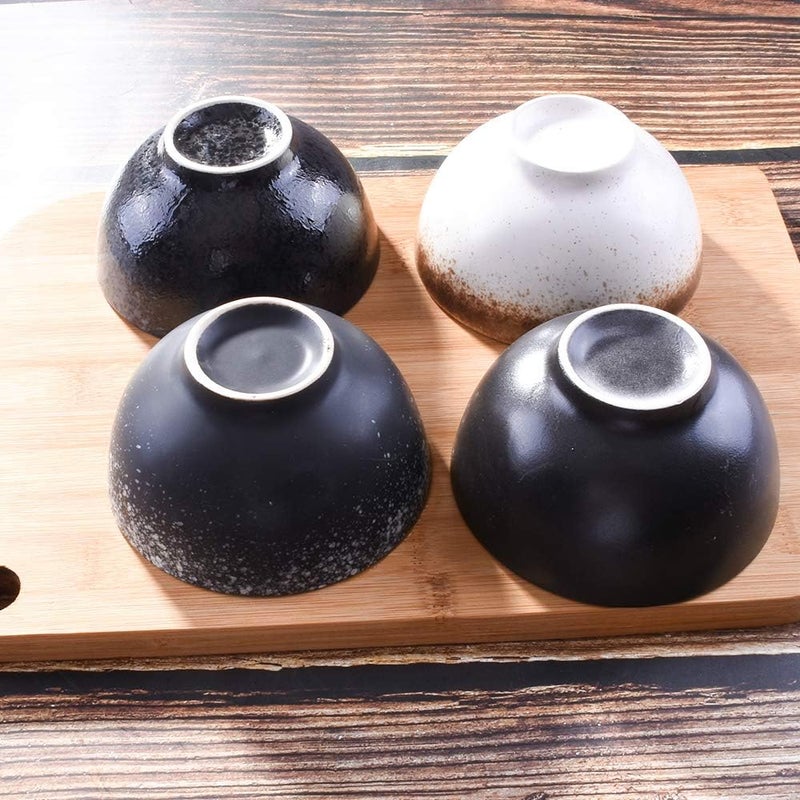 Cerficer Japanese Style Rice Bowl Set of 4 Creative Ceramic Sushi Bowls for Sauce Salad Noodle Soup - Image 5