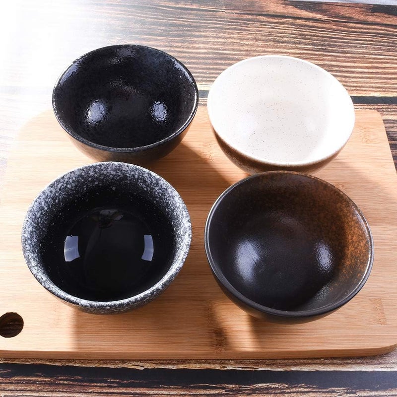Cerficer Japanese Style Rice Bowl Set of 4 Creative Ceramic Sushi Bowls for Sauce Salad Noodle Soup - Image 4