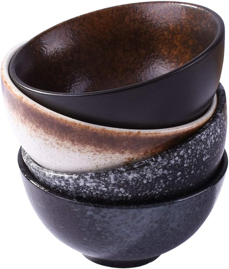 Cerficer Japanese Style Rice Bowl Set of 4 Creative Ceramic Sushi Bowls for Sauce Salad Noodle Soup - Image 1