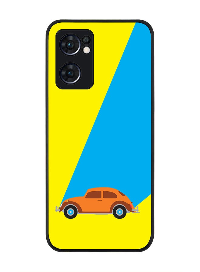 Stylizedd Rugged Black edge case for Oppo Find X5 Lite, Slim fit Soft Case Flexible Cover - Retro Bug Yellow - Image 1