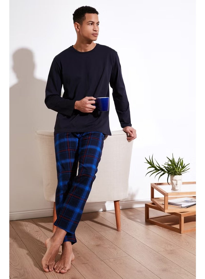 Buratti Plaid Cotton Regular Fit Long Sleeve Pajama Set Men's Pajama Set 6572005 - Image 1