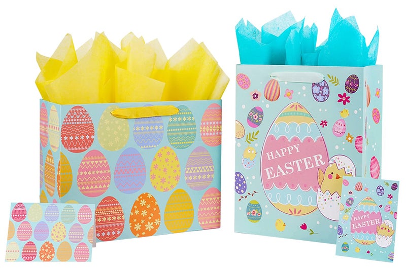 JWSCYSY 2Pcs 12.6" Large Easter Gift Bags with Card and Tissue Paper for Kids. - Image 1