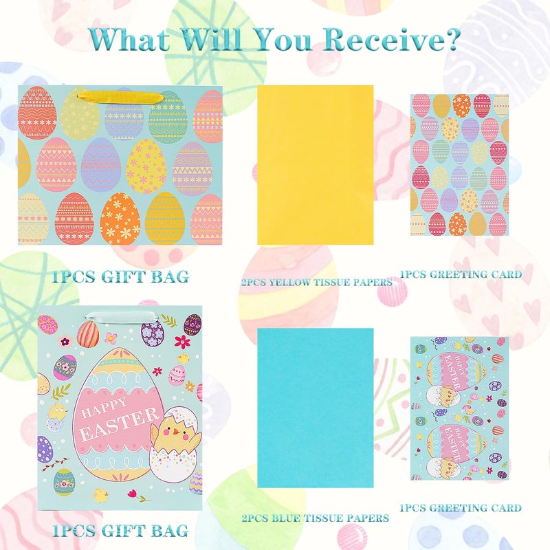 JWSCYSY 2Pcs 12.6" Large Easter Gift Bags with Card and Tissue Paper for Kids. - Image 4