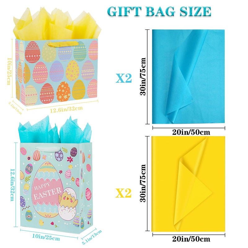 JWSCYSY 2Pcs 12.6" Large Easter Gift Bags with Card and Tissue Paper for Kids. - Image 2