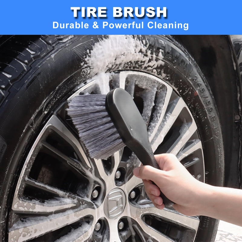 NIKCOSMK 10Pcs Wheel Brush Kit for Cleaning Wheel and Tire, Wheel and Rim Brush, Car Detailing Brushes, Tire Brush, Bendable & Durable Car Wheel Rim Cleaner Brush Set,Car Cleaning Brush Supplies Kit - Image 5