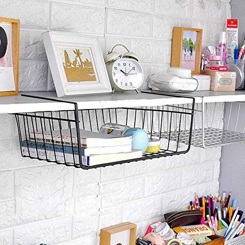 Go Hooked Go Hooked 16 Inch Under Shelf Basket Black Powder Coated Iron for Maximum Storage Efficiency Optimize Your Space for Kitchen and Pantry Home and Office Set of 3  - Image 3
