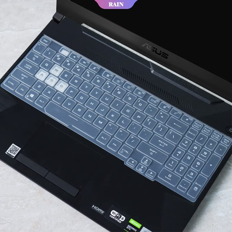 Saco Keyboard Silicone Skin Cover for Support ASUS TUF Gaming F15 15.6 inches Gaming Laptop - Transparent - Image 1