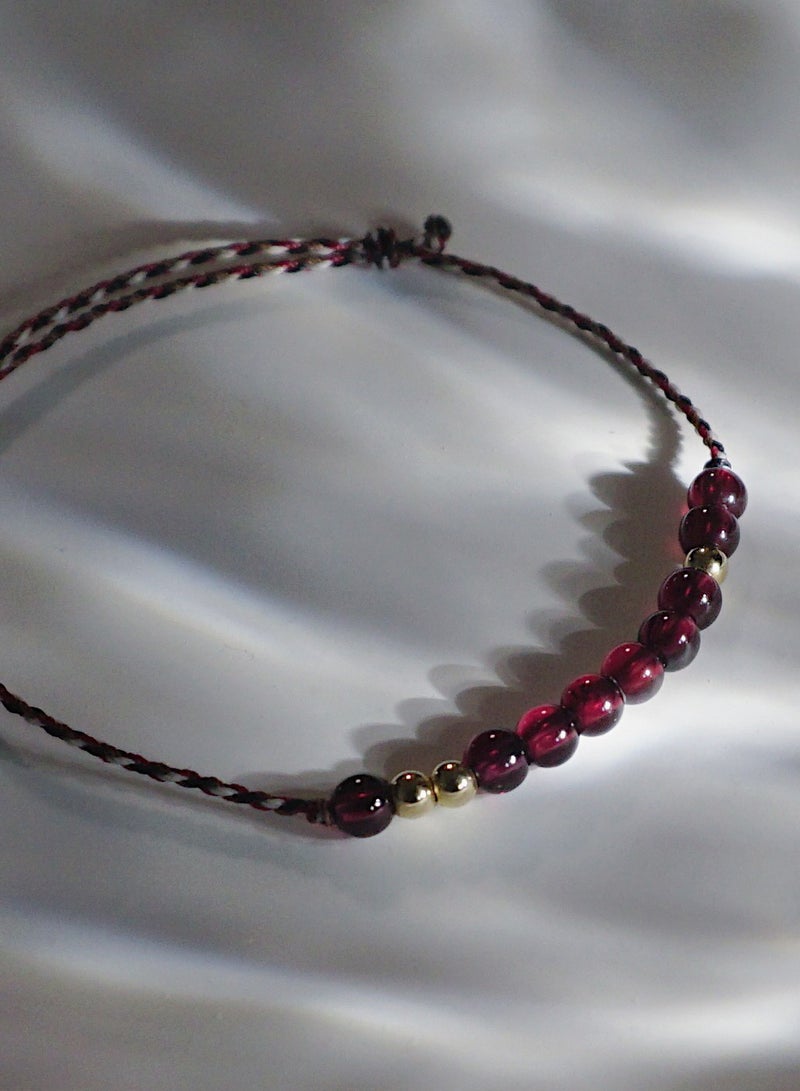 Original Design: Natural Garnet | Ultra-Fine Wax Cord Bracelet | Symbolizing Love, Health, and Luck | Handwoven | Wine Red - Image 3