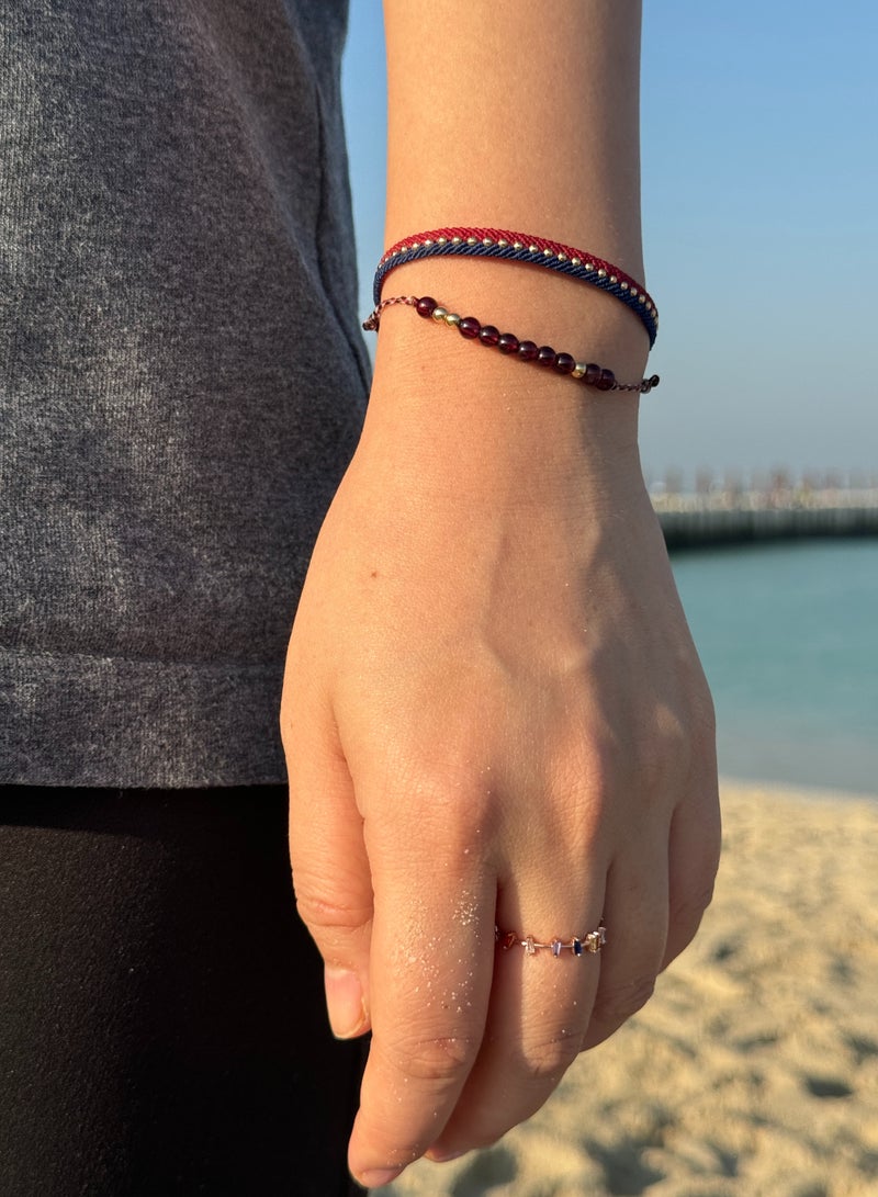 Original Design: Natural Garnet | Ultra-Fine Wax Cord Bracelet | Symbolizing Love, Health, and Luck | Handwoven | Wine Red - Image 5