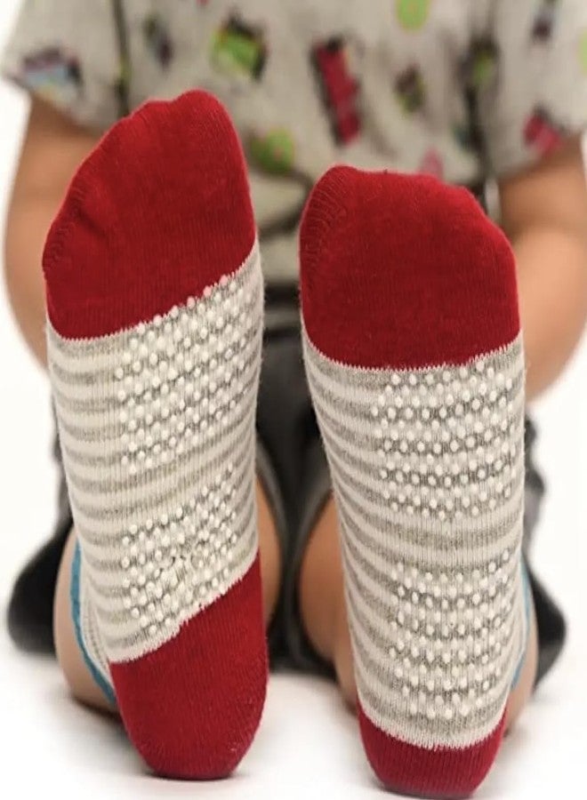 Shopping shots Kids Cotton skin friendly stopper Anti-skid, no fall socks for kids, toddlers Pack of 3 pairs (12-24 months) - Image 4