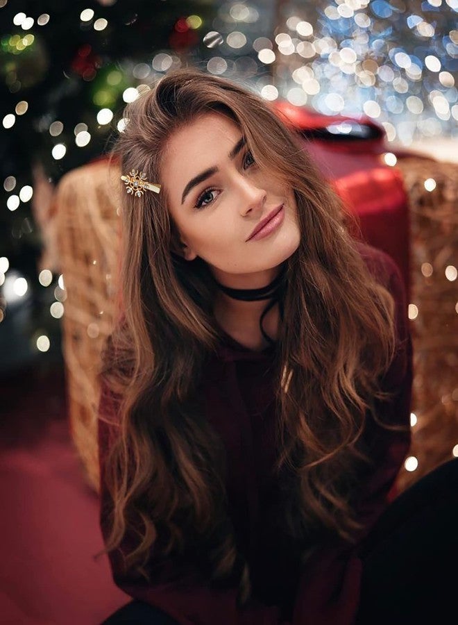 CEALXHENY Christmas Snowflake Hair Clips Holiday Rhinestone Snowflake Hairpins for Women Girls Winter Festive Hair Accessory Christmas Party New Year Gifts (Gold) - Image 3