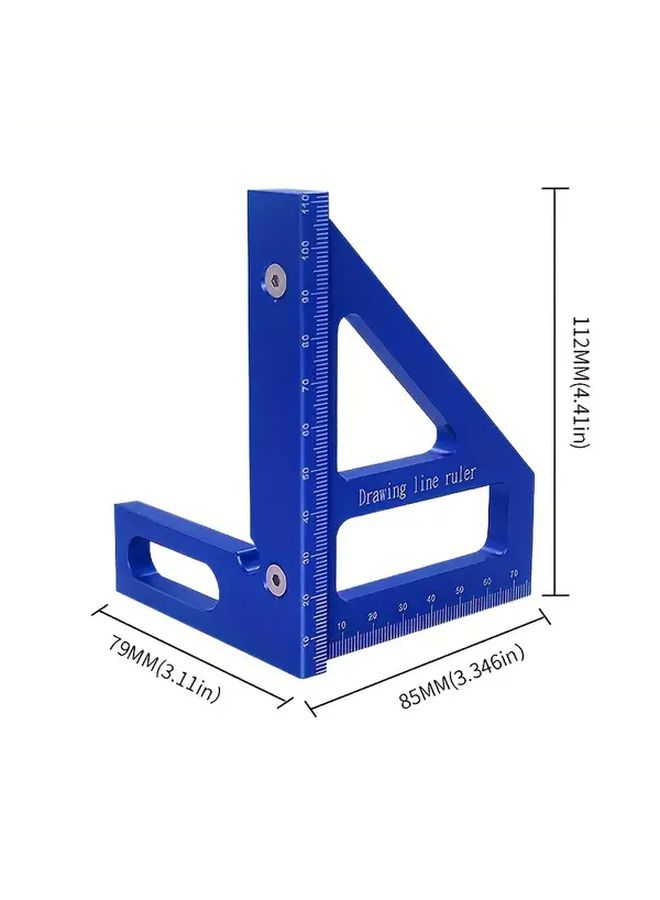 Blue Aluminum Square Angle Ruler High Precision Multitool for Woodworking Engineering Layout - Image 4