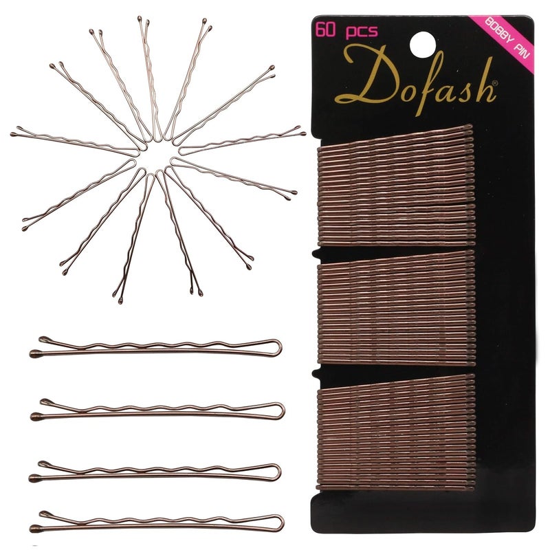 Dofash 5CM2in Wavy Bobby Pins Brown Hairpins Metal Hair Grips for Hair Decoration 60pcs Brown