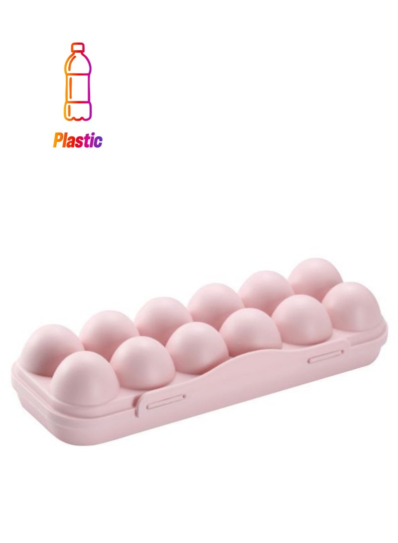 NIBEMINENT Egg Container With Lid Pink 11.8x5.9x2.6inch 