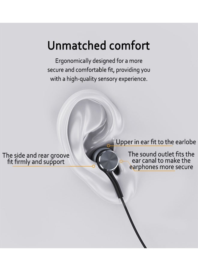 Generic USB C Headphones for iPhone 15 Pro Type C Wired Earbuds with Microphone Noise Isolation Stereo Semi in Ear USB C Earphones Wired for Huawei Remote Headphone Typec Black  - Image 3