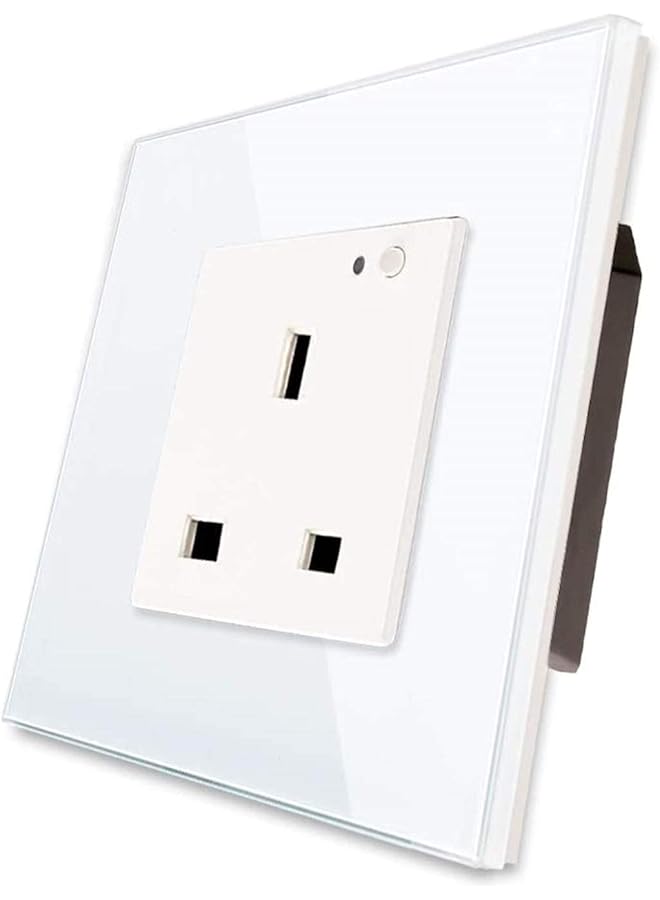 PROMASS promass WiFi Smart Wall Socket Outlet Tuya Smartlife app Remote Control UK Glass Panel compitable with Amazon Alexa/Google Home (White, Single Socket)  - Image 1