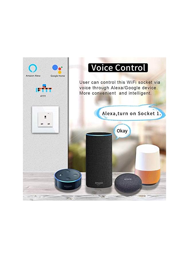 PROMASS promass WiFi Smart Wall Socket Outlet Tuya Smartlife app Remote Control UK Glass Panel compitable with Amazon Alexa/Google Home (White, Single Socket)  - Image 5