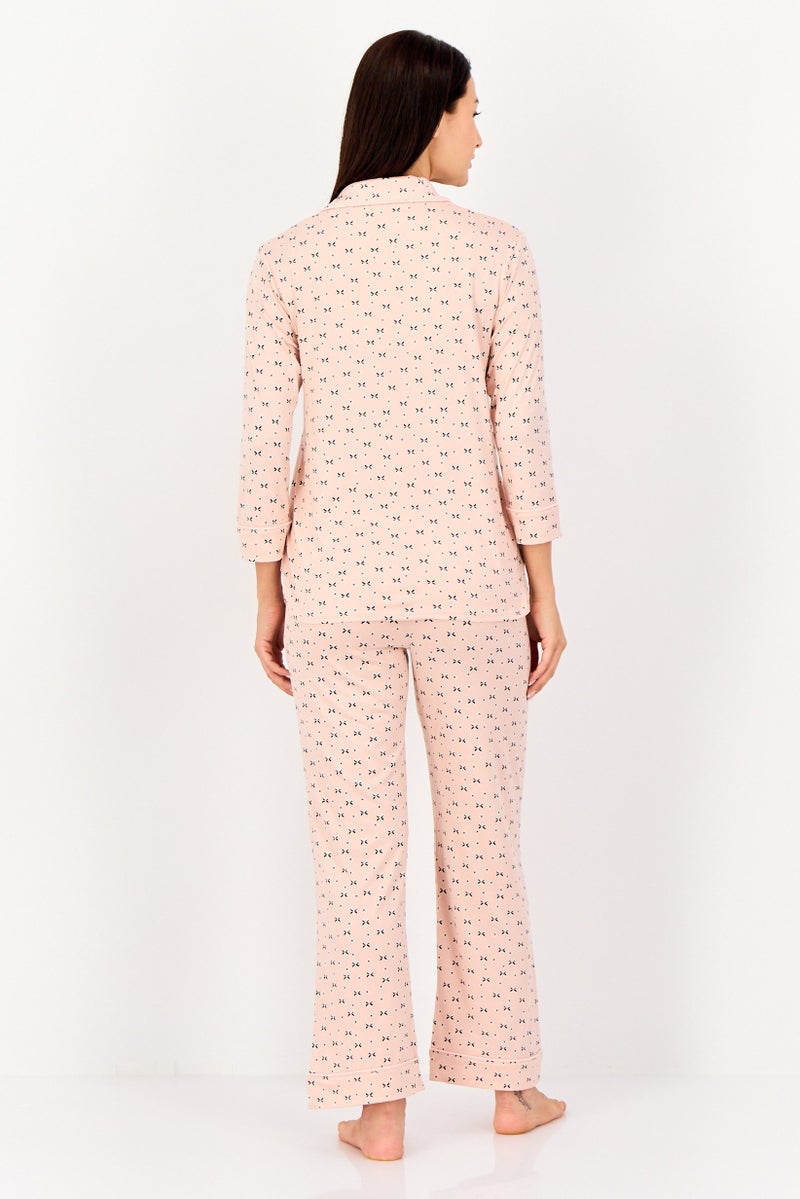 ELLEN TRACY Women 2 Pcs Allover Print Top And Bottom Sleepwear Set, Multicolor - Image 3