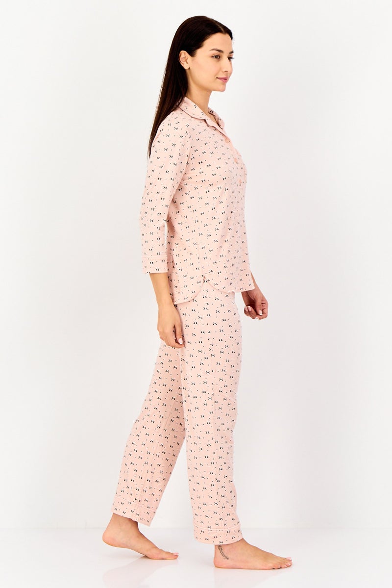 ELLEN TRACY Women 2 Pcs Allover Print Top And Bottom Sleepwear Set, Multicolor - Image 4