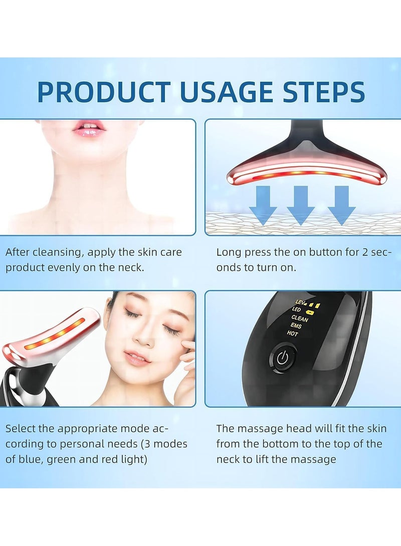 Facial Neck Lifting Machine Face Massager Beauty Device,Wrinkles Remover Skin Rejuvenation Anti-aging Rechargeable 3 Modes (BLACK)  - Image 4