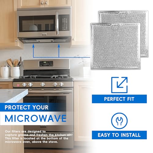 Xxiong Microwave Grease Filter Replacement, Compatible with GE WB02X11534 & Samsung DE63-00666A, Used to Freshen Kitchen Air, Alumium, Reusable(2 Pack) - Image 2