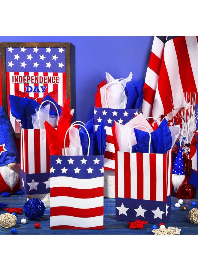Tallew 16 Pieces Patriotic Gift Bags With Handle With 18 Pcs Tissue Paper 4Th Of July Gift Bags American Flag Usa Gift Bags For Veterans Day Memorial Day Independence Day Party(Cute Style) - Image 5