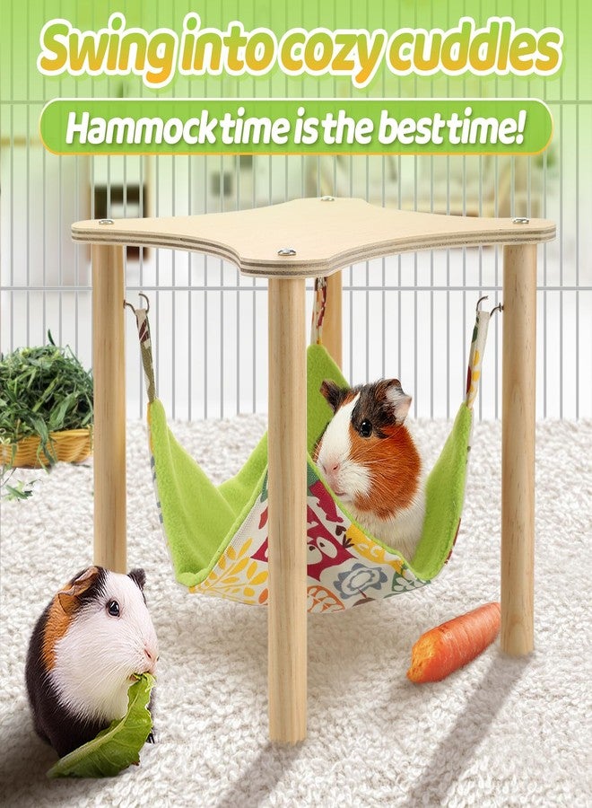 Alphatool Guinea Pigs Hammock with Natural Wooden Stand - Hanging Hammock Bed for Piggies Chinchilla Hamster Bunny Ferrets Hiding Sleeping - Image 2