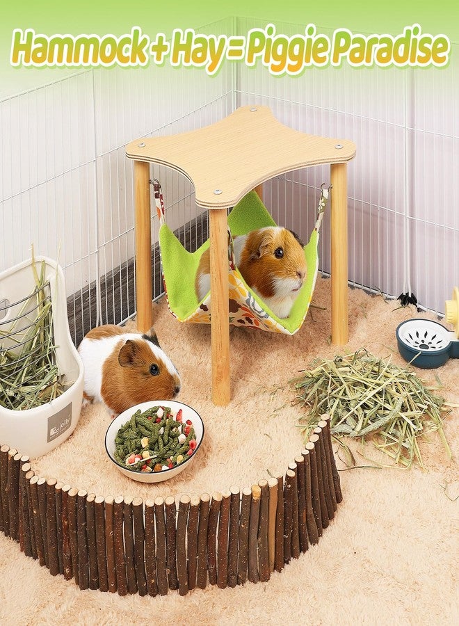 Alphatool Guinea Pigs Hammock with Natural Wooden Stand - Hanging Hammock Bed for Piggies Chinchilla Hamster Bunny Ferrets Hiding Sleeping - Image 3