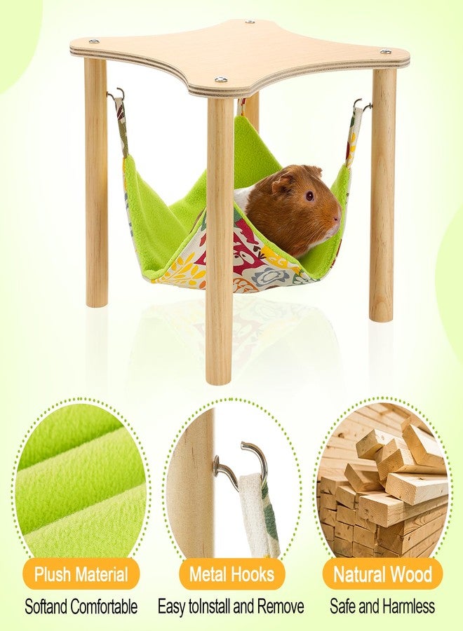 Alphatool Guinea Pigs Hammock with Natural Wooden Stand - Hanging Hammock Bed for Piggies Chinchilla Hamster Bunny Ferrets Hiding Sleeping - Image 5
