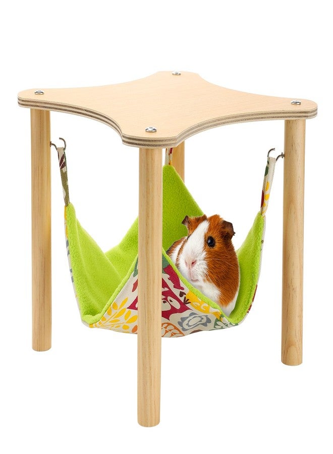 Alphatool Guinea Pigs Hammock with Natural Wooden Stand - Hanging Hammock Bed for Piggies Chinchilla Hamster Bunny Ferrets Hiding Sleeping - Image 1