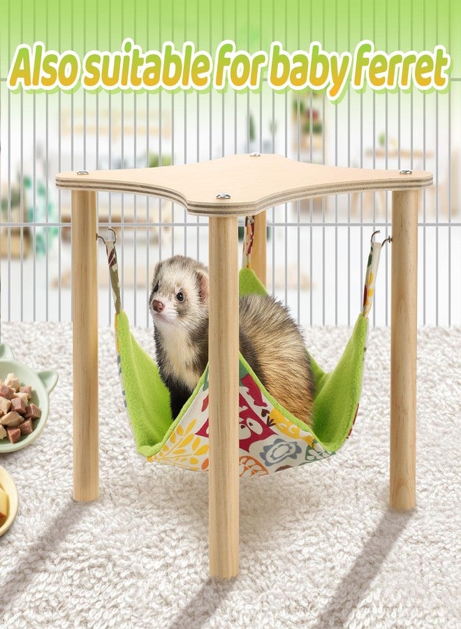 Alphatool Guinea Pigs Hammock with Natural Wooden Stand - Hanging Hammock Bed for Piggies Chinchilla Hamster Bunny Ferrets Hiding Sleeping - Image 4
