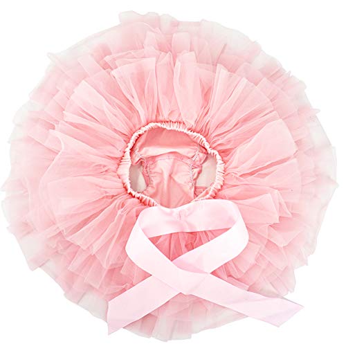 BGFKS Baby Girls Soft Fluffy Tutu Skirt with Diaper Cover,Toddler Girl Tutu Skirt Sets with Flower Headband.(Pink,0-3 Months) - Image 3