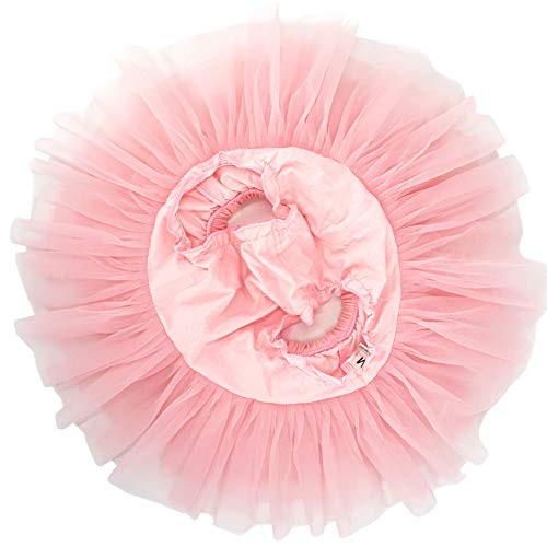 BGFKS Baby Girls Soft Fluffy Tutu Skirt with Diaper Cover,Toddler Girl Tutu Skirt Sets with Flower Headband.(Pink,0-3 Months) - Image 4