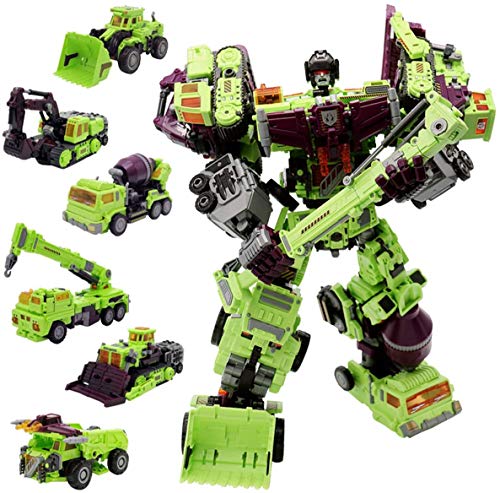 NBK Deformation Oversize Toys Robot Devastator Engineering Combiner 6 in 1 Action Figure Car Truck Model Gift for Kids Boys Green - Image 1