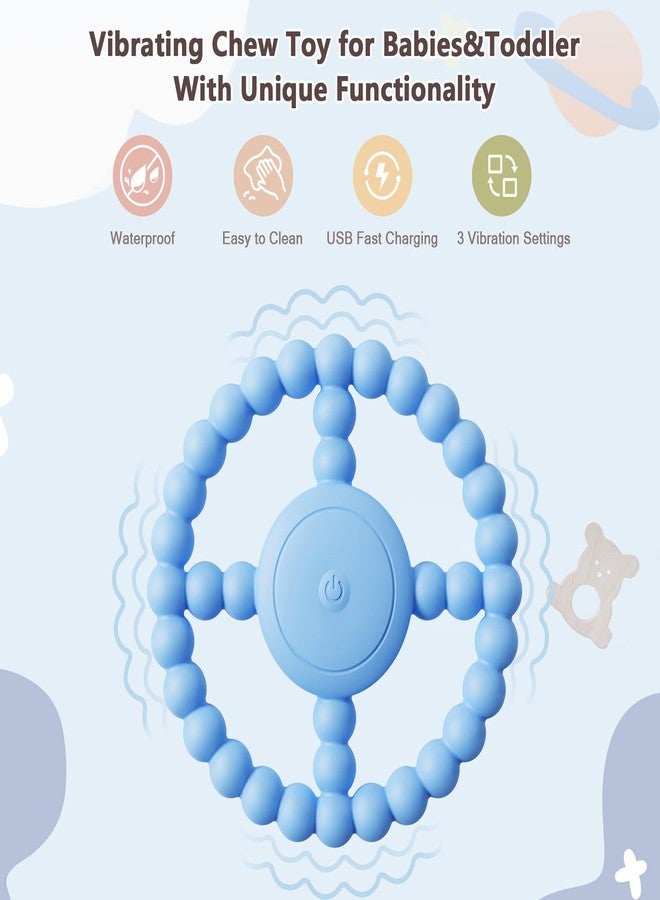 BIKCANP Vibrating Sensory Chew Toy, Teether Teething Toys for Babies6-12 8-18 Months, Sensory Toys for Kids with Autism&Toddler Travel Essential,1-2 Year Old Christmas Boys Girls Gifts idea(Blue) - Image 2