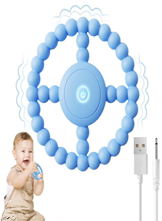 BIKCANP Vibrating Sensory Chew Toy, Teether Teething Toys for Babies6-12 8-18 Months, Sensory Toys for Kids with Autism&Toddler Travel Essential,1-2 Year Old Christmas Boys Girls Gifts idea(Blue) - Image 1