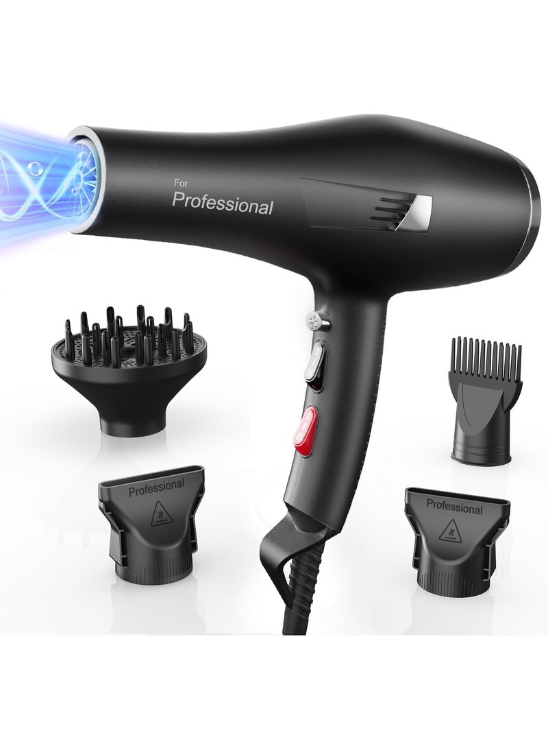 Faszin Professional Hair Dryer 2400W AC Motor Fast Drying Ion Hairdryer 2 Speeds 3 Heat Setting and One-Touch Cold Air with Diffuser Nozzle Concentrator Comb for Curly and Straight Hair - Image 1