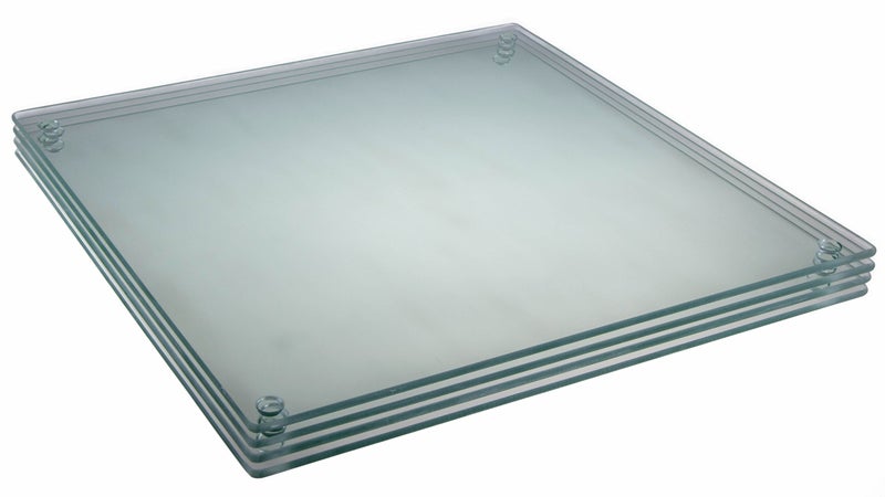 4 NonSlip Square Glass Cutting Board Set by Clever Chef  ShatterResistant Durable StainResistant Dishwasher Safe  1175 x 1175 Inches