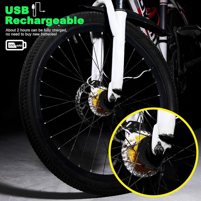 DAWAY Rechargeable Bike Wheel Lights - A16 Cool Led Bicycle Tire Lights, Safety Kids Adults Bike Hub Accessories for Boys Girls Men Women, Waterproof Bright Spoke Lights, Gifts for Cycling Disco Party - Image 5