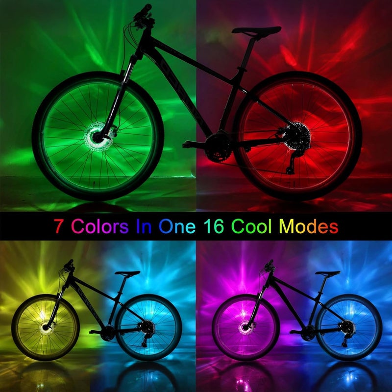 DAWAY Rechargeable Bike Wheel Lights - A16 Cool Led Bicycle Tire Lights, Safety Kids Adults Bike Hub Accessories for Boys Girls Men Women, Waterproof Bright Spoke Lights, Gifts for Cycling Disco Party - Image 2