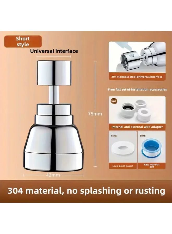 Stainless Steel Kitchen Faucet Extender 720 Rotation 3 Spray Modes Splash Proof - Image 3