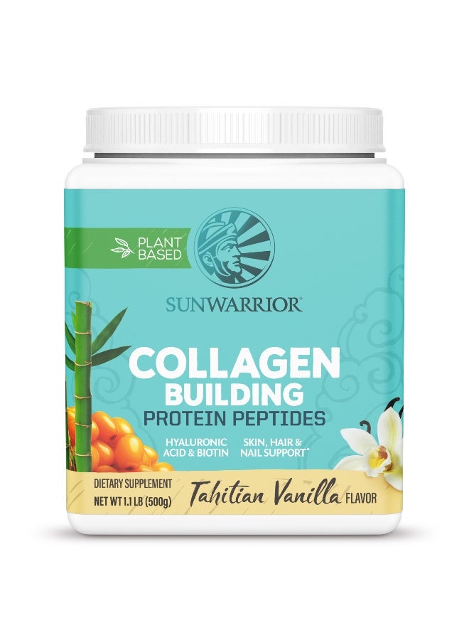 Sunwarrior Plantbased Collagen Building Protein Peptides Powder Tahitian Vanilla With Hyaluronic Acid And Biotin 11Lbs 500G 