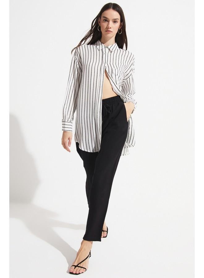 جون بنطلون جوجر نسائي من فيسكوز بخصر مطاطي - أسود - Image 2