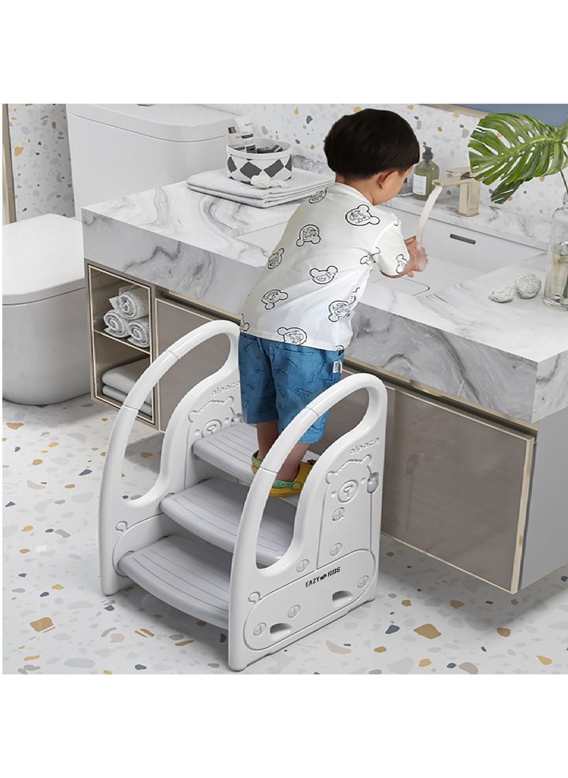 Eazy Kids Eazy Kids 3 Step Stool-Grey  - Image 3