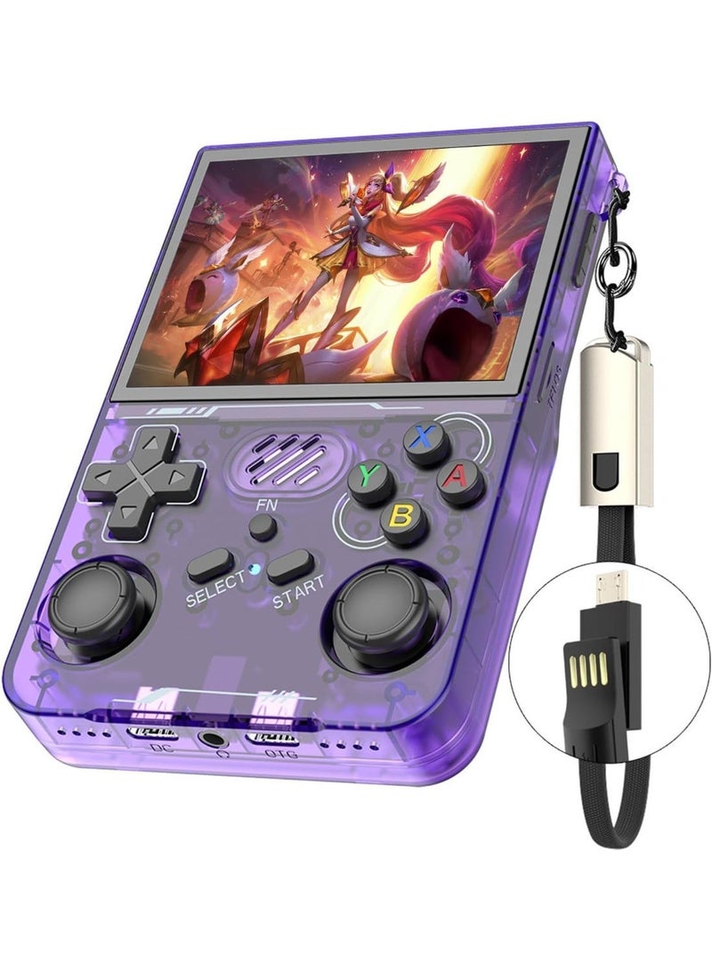 ELTRAZONE R36XX Retro Handheld Game Console 3.5” IPS Display Open Source Linux System 64GB Storage Preloaded 40000+ Classic Games Portable Gaming Device Rechargeable Battery Purple - Image 1