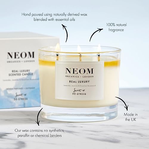 NEOM - Candle, 3 Wick | Lavender, Jasmine & Sandalwood | Scented Candles for Home | Luxury Aromatherapy Candles | Essential Oil Candles | Tranquil & Relax | Signature De-Stress Scent - Image 2