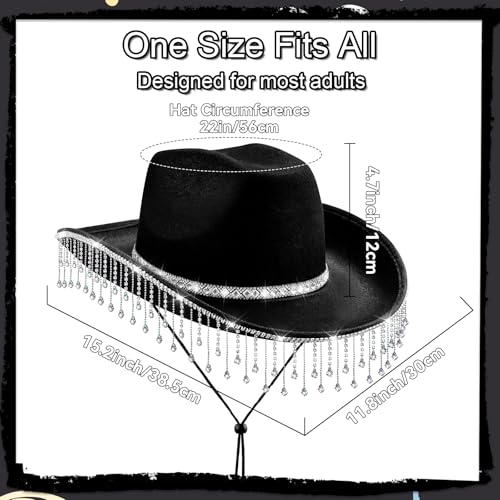 quescu Bridal Cowgirl Hat for Bachelorette Party,Rhinestone White Cowboy Hat for Women Bride To Be Gift,Halloween Costume (Style 4) - Image 2
