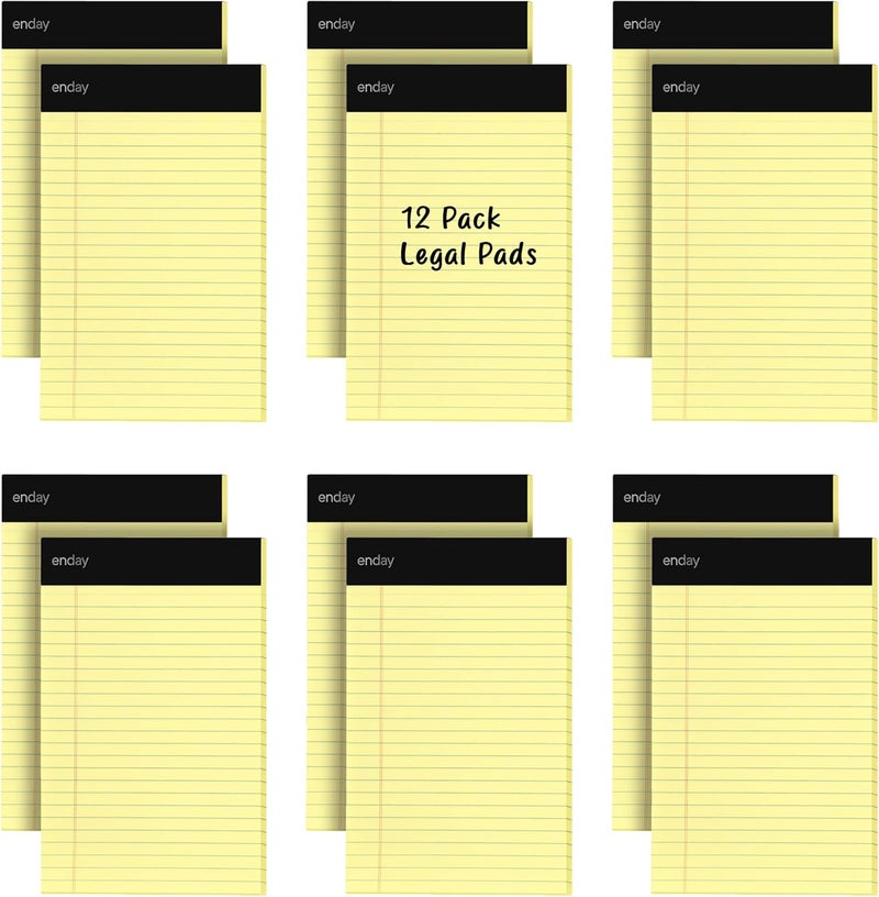 Emraw Jr. Legal pad, Small Note Pads Legal Ruled Writing Pad. Perforated Edge. 5" X 8" Canary Yellow, Universal, 50 sheets per Pad (Pack of 12) - Image 1
