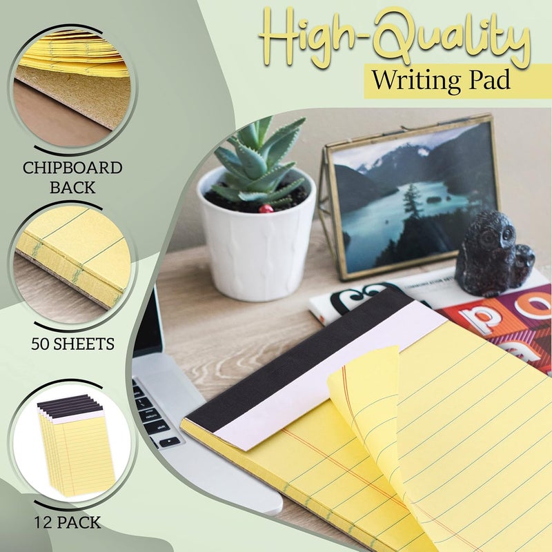 Emraw Jr. Legal pad, Small Note Pads Legal Ruled Writing Pad. Perforated Edge. 5" X 8" Canary Yellow, Universal, 50 sheets per Pad (Pack of 12) - Image 3